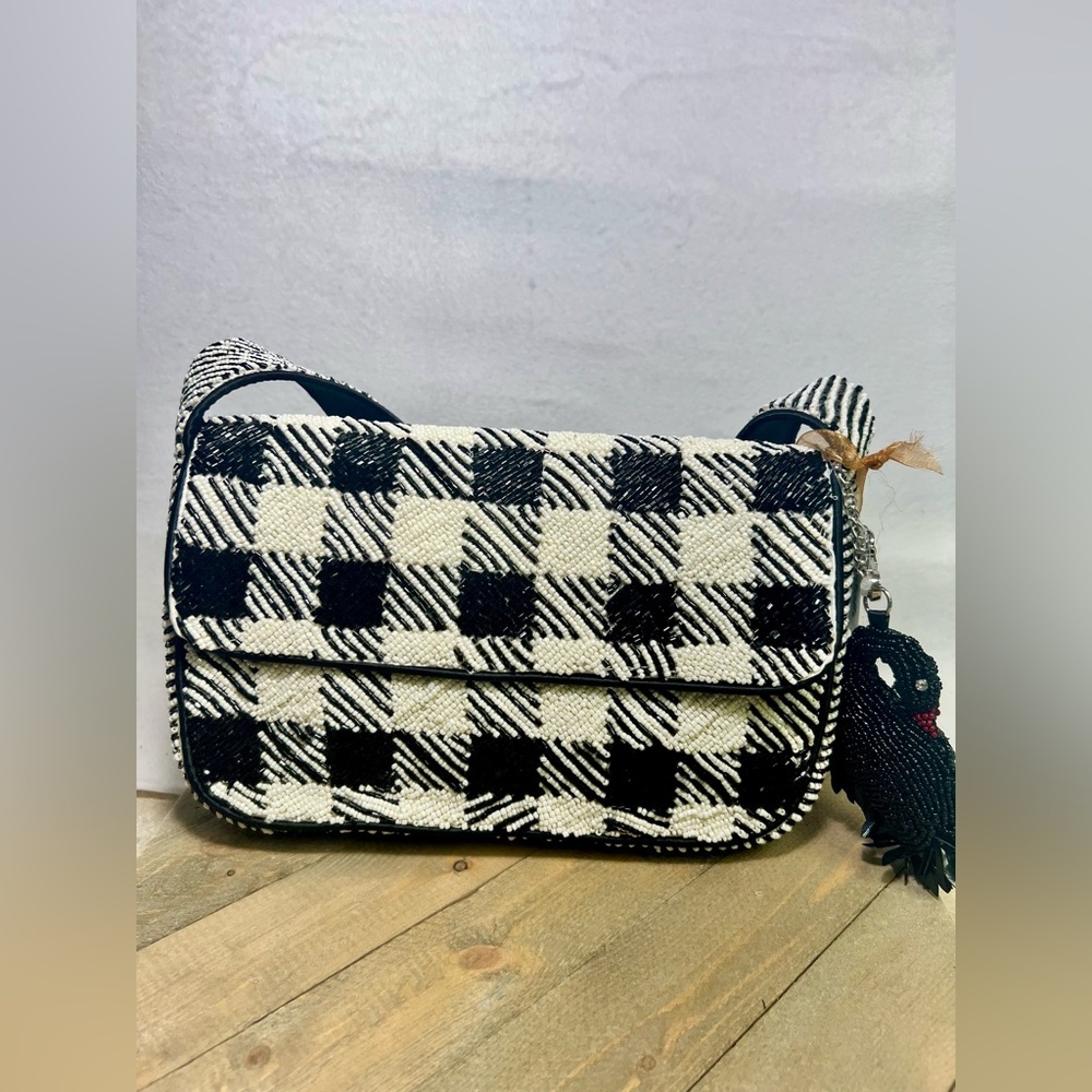 Viral Black and White Beaded Bag with Swan Charm …Tjmaxx & Marshalls